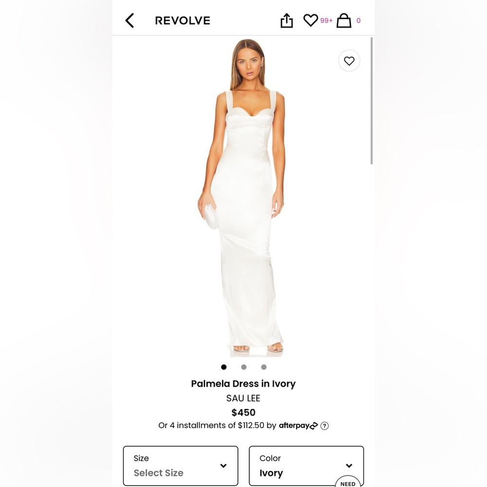 SAU LEE ivory palmela dress size 2